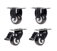LIQONWAG Castor Wheels 4 Pack Silent Heavy Dutyers with Brakes Forniture Cabinets and Coffee Tablesniture Wheels/Black/1.5Inch