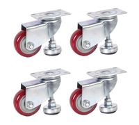 LIQONWAG Castor Wheels Set of 4 Polyurethane Swivelniture Level Adjustable Swiveler Wheelsniture Wheels/Rosso/4Inch