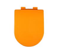 LIQONWAG Colored D Stoilet Seat - Soft Close Toilet Seat with Two Button Quick Release, Easy to Clean and Install with Top Fixed Hinge, D Shaped/Orange