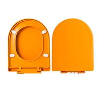 LIQONWAG Colored Toilet Seat D Ssoft Close Toilet Seat with Quick Release, Easy Installation with Top Fixing & Adjustable Hinges, Colored Pp Material/Orange
