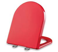 LIQONWAG Colorful D Shaped Toilet Seat Elongated Toilet Seat with Quiet-Close Toilet Lid and Seat, Soft Close Toilet Seat with Quick Release Hinges, 360° Adjustable Hinge, Pp/Red