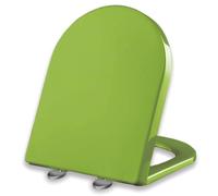 LIQONWAG Colorful D Shaped Toilet Seat Elongated Toilet Seat with Quiet-Close Toilet Lid and Seat, Soft Close Toilet Seat with Quick Release Hinges, 360° Adjustable Hinge, Pp/Green