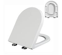LIQONWAG D Shaped Quick Release Toilet Seat-with Soft Close & Hinges for Easy Cleaning, D Stoilet Seat Top Fixing/33.5 * 42Cm