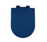 LIQONWAG D Shaped Soft Close Toilet Seat, Colored Toilet Seat Soft Close Loo Seat with Easy Top Fix, Button Quick Release for Cleaning, Thickened Plastic Seat, 360 * 445Mm/Navy