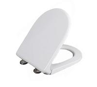 LIQONWAG D Shaped Soft Close Toilet Seat with Quick Release for Easy Clean, D Shape, Slow Close Toilet Seat, Simple Top Fixing, White, 02R 46 X 37 cm