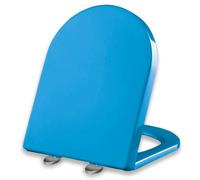 LIQONWAG D Shaped Toilet Seat Elongated Toilet Seat with Quick Release Hinges, Easy to Install Also Easy to Clean, Slow Close Toilet Seat with 360° Adjustable Hinge, Pp/Blue