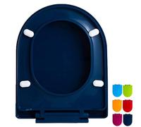 LIQONWAG D-Shaped Toilet Seat with Soft Close & Quick Release Hinges, Top Fixing Toilet Seat D Shape(Blue, Fuchsia, Green, Navy Blue, Orange, Red), 36 * 44.5Cm/Navy Blue