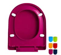 LIQONWAG D-Shaped Toilet Seat with Soft Close & Quick Release Hinges, Top Fixing Toilet Seat D Shape(Blue, Fuchsia, Green, Navy Blue, Orange, Red), 36 * 44.5Cm/Fuchsia