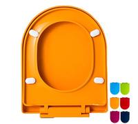 LIQONWAG D-Shaped Toilet Seat with Soft Close & Quick Release Hinges, Top Fixing Toilet Seat D Shape(Blue, Fuchsia, Green, Navy Blue, Orange, Red), 36 * 44.5Cm/Orange