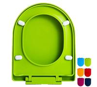 LIQONWAG D-Shaped Toilet Seat with Soft Close & Quick Release Hinges, Top Fixing Toilet Seat D Shape(Blue, Fuchsia, Green, Navy Blue, Orange, Red), 36 * 44.5Cm/Green