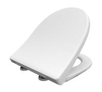 LIQONWAG D Ssoft Close Toilet Seat. Top Fix Toilet Seat, with Quick Release Click & Clean Technology. White Toilet Seat with Steel Hinges, D-Shape, 380 * 480Mm