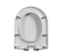 LIQONWAG D Ssoft Close Toilet Seat, White Toilet Seats Quick Release Top Fixing, D Shaped, Pp Material with Adjustable Hinges, Toilet Lid Loo Seat/35.5 * 44Cm