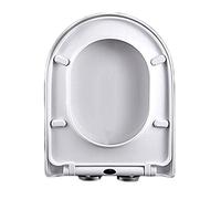 LIQONWAG D Ssoft Close Toilet Seat, White Toilet Seats Quick Release Top Fixing, D Shaped, Pp Material with Adjustable Hinges, Toilet Lid Loo Seat/36.5 * 45Cm