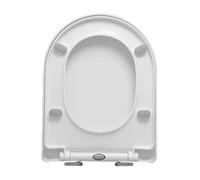 LIQONWAG D Stoilet Seat Soft Close, Modern Toilet Lid Covers White Easy Clean & Top Fixed Adjustable Hinges, Quick Release, D Shaped/36 * 46Cm