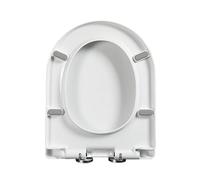 LIQONWAG D Stoilet Seat Soft Close, Modern Toilet Lid Covers White Easy Clean & Top Fixed Adjustable Hinges, Quick Release, D Shaped/35 * 44Cm
