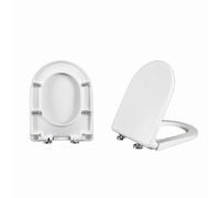 LIQONWAG D Stoilet Seat, Soft Close Toilet Seat with Quick Release, D Shaped, Easy to Clean and Install with Top Fittings, White Toilet Seats/37 * 46Cm