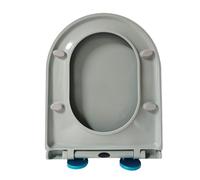 LIQONWAG D Stoilet Seat, Urea Formaldehyde, Soft Close Toilet Seat, 36 * 46Cm D Shaped Toilet Lid Easy to Clean, Quick Release 360° Adjustable Hinge/Grey