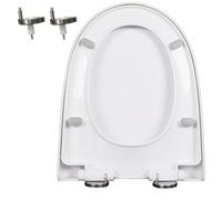 LIQONWAG D/U Stoilet Seat, 47X37Cm Soft Close Toilet Seat, Toilet Lid Slow Close Quiet No Slam, Easy Installation & Release, Spp Material, Never Loosen and Easy to Clean, White