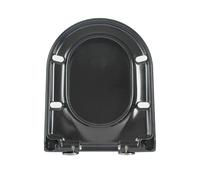 LIQONWAG Elongated D Stoilet Seat Soft Close - Hardweauf Toilet Lid with Button Quick Release Hinge Easy to Clean - Top Fittings Loo Seat 360 * 450Mm/Black