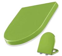 LIQONWAG Elongated Toilet Seat D Shaped with Non-Slip Seat Bumpers, Soft Close Toilet Seat with 360° Adjustable Hinge, Quick Release Hinges, Easy to Install and Clean, Pp/Green