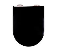 LIQONWAG Elongated Toilet Seat, Soft Close Toilet Seat, Quiet and Slow Close Toilet Lid, Pp Toilet Seats with Quick Release Hinges, 360° Adjustable Hinge, Easy to Clean, D Shaped/Black