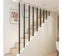 LIQONWAG Floor to Ceiling Wrought Iron Stair Railing Kit - Indoor Outdoor Il Banister, Non-Slip Safety Guardrail for Elderly & Kids, Baluster Postrt/4.8Ft/145Cm