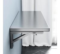 LIQONWAG Folding Table Foldable Table Wall Mounted Folding Desk Wall Desks for Small Spaces,0.8Mm Brushed Stainless Steel, Thickened Stainless Steel Folding Panel, Foldable/50*35*3Cm/19.7*13.8*1In