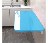 LIQONWAG Folding Table Wall-Mounted Drop Leaf Table,Folding Wall Desk, Wall Mounted Folding Table for Laundry Room, Floating Wall Desk Workbench, for Laundry,Small Space Wall Desk Fold down/Blue/80*30