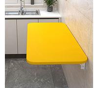 LIQONWAG Folding Table Wall-Mounted Drop Leaf Table,Folding Wall Desk, Wall Mounted Folding Table for Laundry Room, Floating Wall Desk Workbench, for Laundry,Small Space Wall Desk Fold down/Yellow/50*