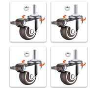 LIQONWAG Furnitureer,Swiveler Wheels,Pu Wheels with Brake,M6/8/10 Threaded Stem,Replacement Wheelers,Set of 4 Heavy Duty Rubberors/4Brakes/M8