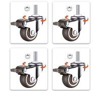 LIQONWAG Furnitureer,Swiveler Wheels,Pu Wheels with Brake,M6/8/10 Threaded Stem,Replacement Wheelers,Set of 4 Heavy Duty Rubberors/4Brakes/M10