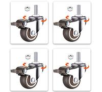 LIQONWAG Furnitureer,Swiveler Wheels,Pu Wheels with Brake,M6/8/10 Threaded Stem,Replacement Wheelers,Set of 4 Heavy Duty Rubberors/4Brakes/M6