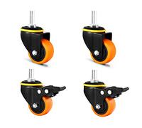 LIQONWAG Furnitureers,Rubber Swivel Wheels,2In Heavy Dutyer Wheels,Industrial Transporters,Polyurethane,Silent and Wear-Resistant,Suitable for Trolleys,Equipment Andhinery/Rotate+Brake/10Mm
