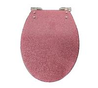 LIQONWAG Glitter Toilet Seat Soft Close Top Fix/Blind Hole Fix/Standard Fix Toilet Seat, Resin Toilet Seat with Sparkly Glitter, Quick Release Hinge/Pink