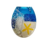 LIQONWAG Glitter Toilet Seat Soft Close Top Fix/Blind Hole Fix/Standard Fix Toilet Seat, Resin Toilet Seat with Sparkly Glitter, Quick Release Hinge/Blue