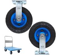 LIQONWAG Heavy Duty Pneumatic Rubberer Wheel 2 Pieces, 8-Inch 10-Inch Fixed Pneumaticer Wheel Moving Silent Shock Absorption, Double Ball Beaindustrial Swiveler/Fixed/Ø200Mm/8In
