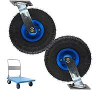 LIQONWAG Heavy Duty Pneumatic Rubberer Wheel 2 Pieces, 8-Inch 10-Inch Fixed Pneumaticer Wheel Moving Silent Shock Absorption, Double Ball Beaindustrial Swiveler/Swivel/Ø250Mm/10In