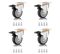 LIQONWAG Heavy Duty Replacement Plateers - Pack of 4, 3 Dual Locking Thermoplastic Rubber Swiveler Wheels, for Trolley Carts Andniture /Brake+Brake/125Mm/5In