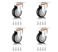 LIQONWAG Heavy Duty Replacement Plateers - Pack of 4, 3 Dual Locking Thermoplastic Rubber Swiveler Wheels, for Trolley Carts Andniture /Swivel+Swivel/100Mm/4In