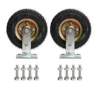 LIQONWAG Heavy Duty Swiveler Wheel & Fixed Industrialers Set of 2, 6" 8" 10" Pneumatic Rubberer Wheels, Moving Silent Shock Absorption Replacementers/Fixed/6In/150Mm