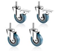LIQONWAG Heavy Duty Swivelers with Brakes, Non Marking Dual Locking Wheels, 360 Degree Threaded Stemer Wheel M10/12, Silent Swivelnitureer, No Noise, Smoothers/Swivel+Brake/75Mm/M10