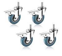 LIQONWAG Heavy Duty Swivelers with Brakes, Non Marking Dual Locking Wheels, 360 Degree Threaded Stemer Wheel M10/12, Silent Swivelnitureer, No Noise, Smoothers/Brake/65Mm/M10