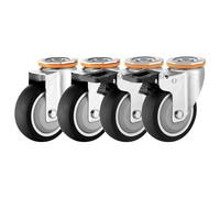 LIQONWAG Heavy Duty Thermoplastic Rubber Wheel 3 4 5 inch 4 Pack, Moving Silent No Floor Marks TPR Swivelwith Brakes, for M12 Bolts Top Hole Type Swiveler Wheel/Swivel+Brake/75Mm/3In