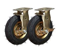LIQONWAG Heavy Dutyer Wheel 2 Pack 8" 10" Pneumatic Rubberer Wheel, Double Ball Beareplacementers Forniture Trolley Workbench Equipment/Brakes/Ø200Mm/8In