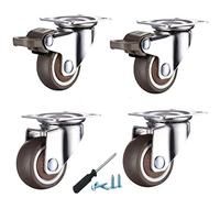 LIQONWAG Heavy Dutyor Wheels,Wheels Forniture,Niture Swivel Wheelser,4Pack Plate Swiveler Wheelsor with Brakes,Soft Rubbernitureer,360° Mounting Top Plate/2Brake+2Swivel/25Mm