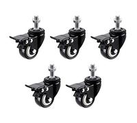 LIQONWAG Heavy Dutyor Wheels,Wheels Forniture,Niture Swivel Wheelser,5Pcs Swivel Stemer Wheelniturein PVC,Black,with Threaded Stem,Heavy Duty,Double Bearing/Brake/M8