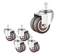 LIQONWAG Office Chair Replacementer Wheels Pack of 5, 2 inch M11X22Mm Socket Type Mounting Stem Swiveler Wheel, Dual Locking No Noise TPE Rubberors/Swivel/50Mm (2Inch)