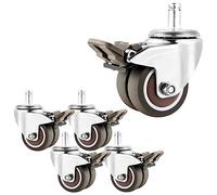 LIQONWAG Office Chair Replacementer Wheels Pack of 5, 2 inch M11X22Mm Socket Type Mounting Stem Swiveler Wheel, Dual Locking No Noise TPE Rubberors/Brake/50Mm (2Inch)
