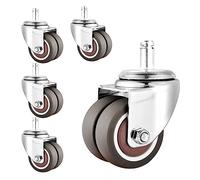 LIQONWAG Office Chair Replacementers Wheels Set of 5, 2 inch M11X22Mm Swivel Stemers Wheels, Moving Silent with Brakes TPE Rubber Double Row Wheelsors/Swivel/2Inch (50Mm)