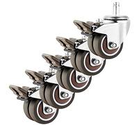 LIQONWAG Office Chairers - 2 inch Set of 5, M11X22Mm Socket Type Mounting Stem, TPE Rubber Replacement Wheels, 440 Lbs Load, Double Row Silentors/Brake/2Inch (50Mm)